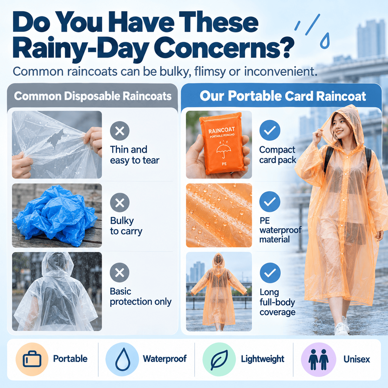 iExMart Colorful Thick Adult Raincoat | Portable Poncho Baju Hujan ...