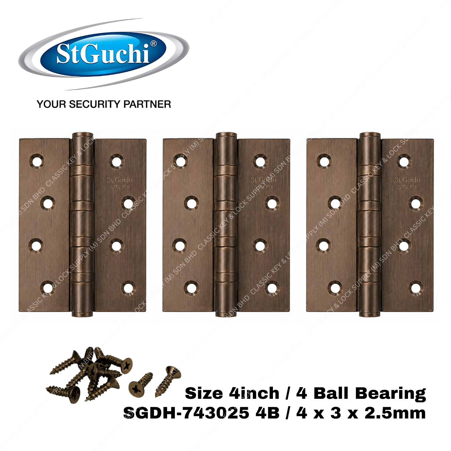 St Guchi SGDH-743025 4 Inch Door Hinge SUS304 Stainless Steel 4 Ball ...