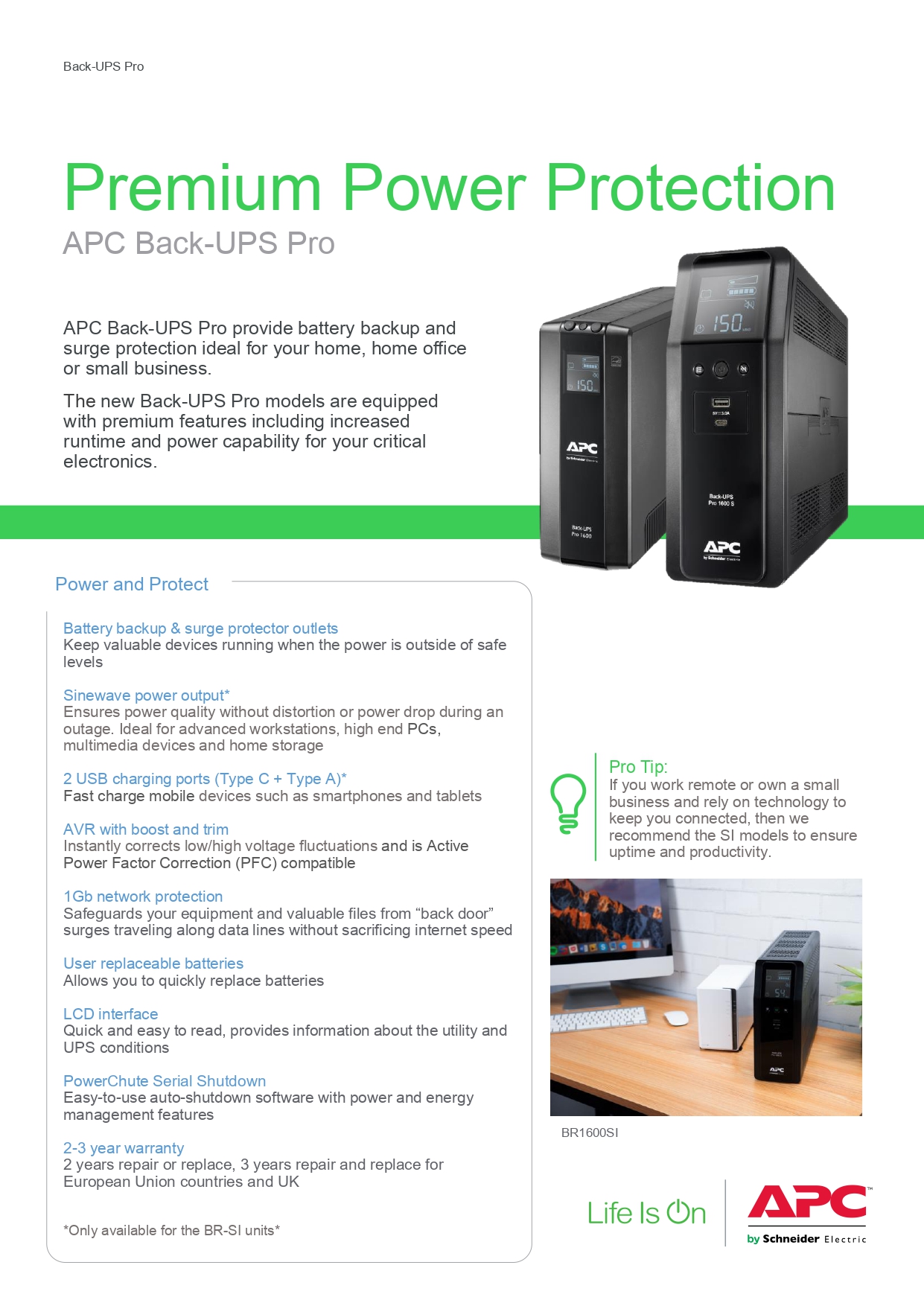 APC BR650MI (650VA/390W) / BR900MI (900VA/540W) Back-UPS Pro UPS, Tower ...