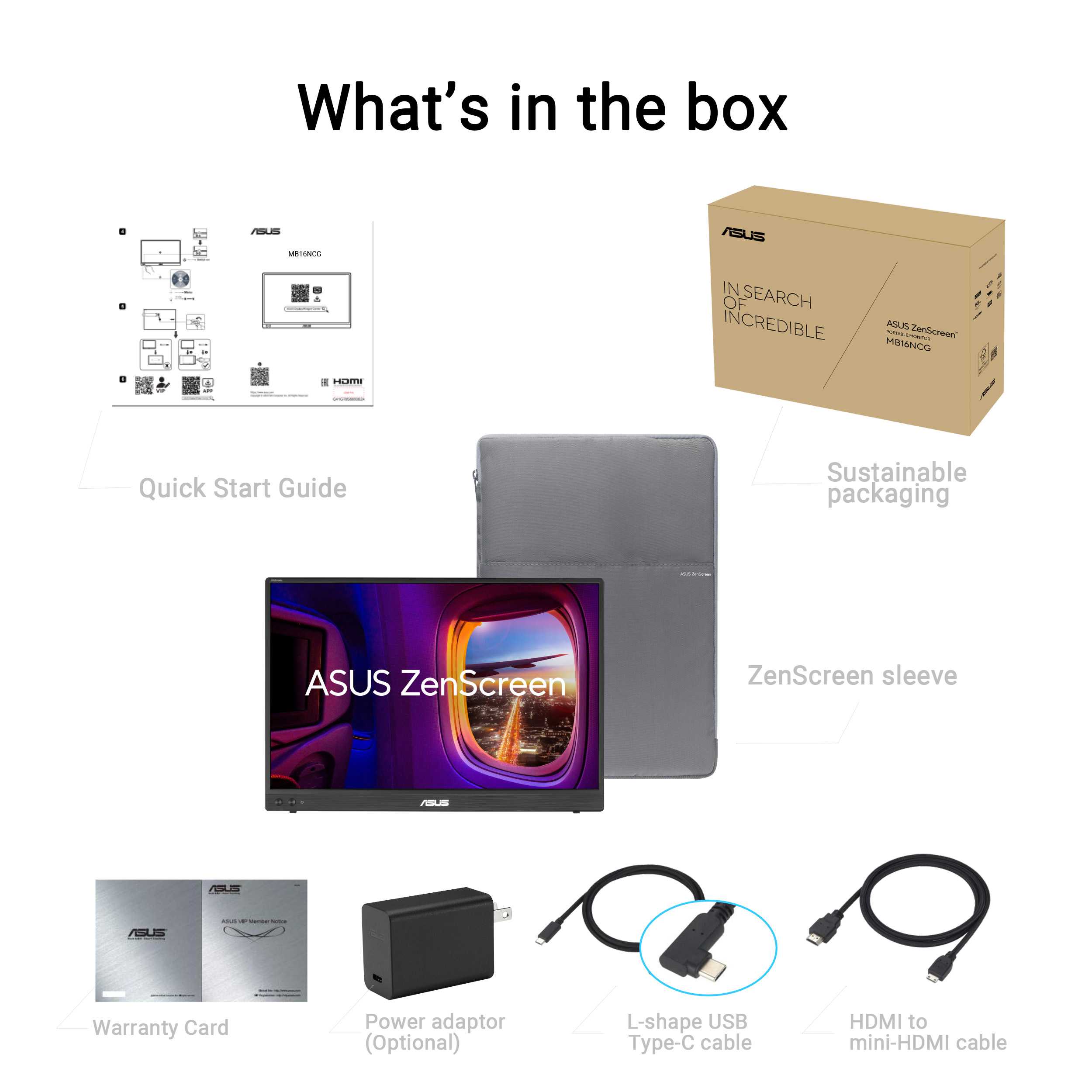 ASUS ZenScreen OLED MQ16FC Portable Monitor – 16-inch 16:10 1920 x 1200 ...