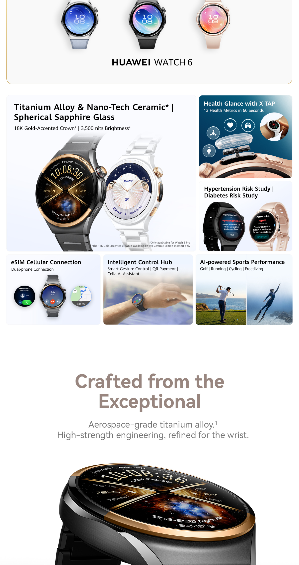 HUAWEI WATCH 6 Smartwatch | Titanium Alloy & Nano-Tech Ceramic ...
