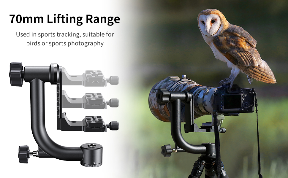 K&F CONCEPT Heavy Duty Tripod Head 20KG Load 360 Rotation Quick Release ...
