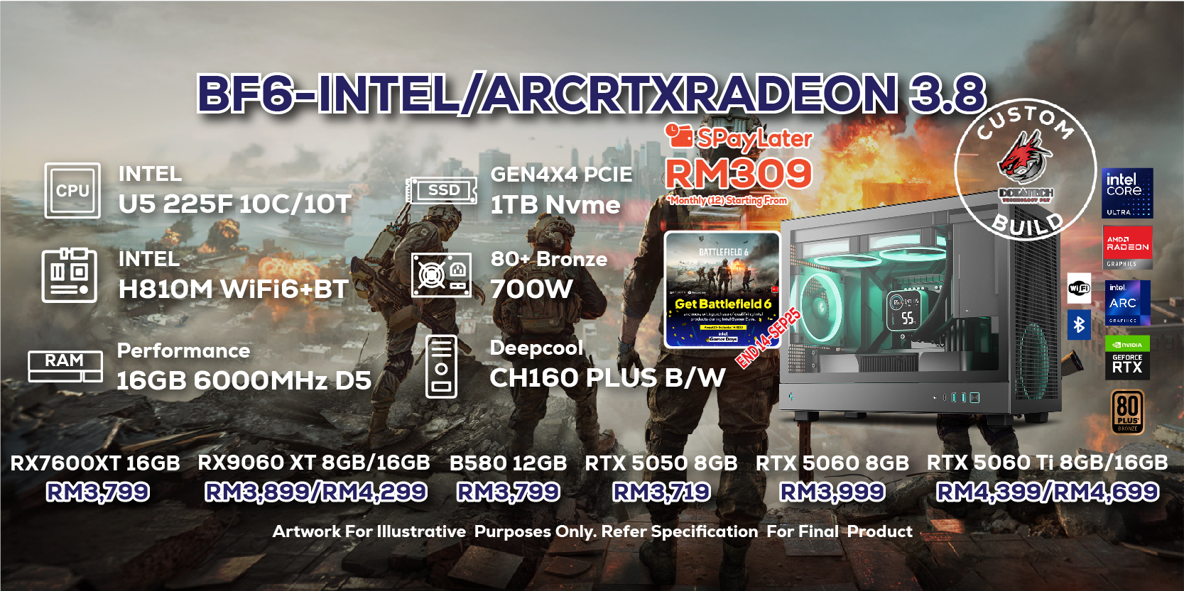# DOTATECH BF6-INTEL/ARCRTXRADEON 3.8 - CUSTOM PC GAMING PACKAGE ...