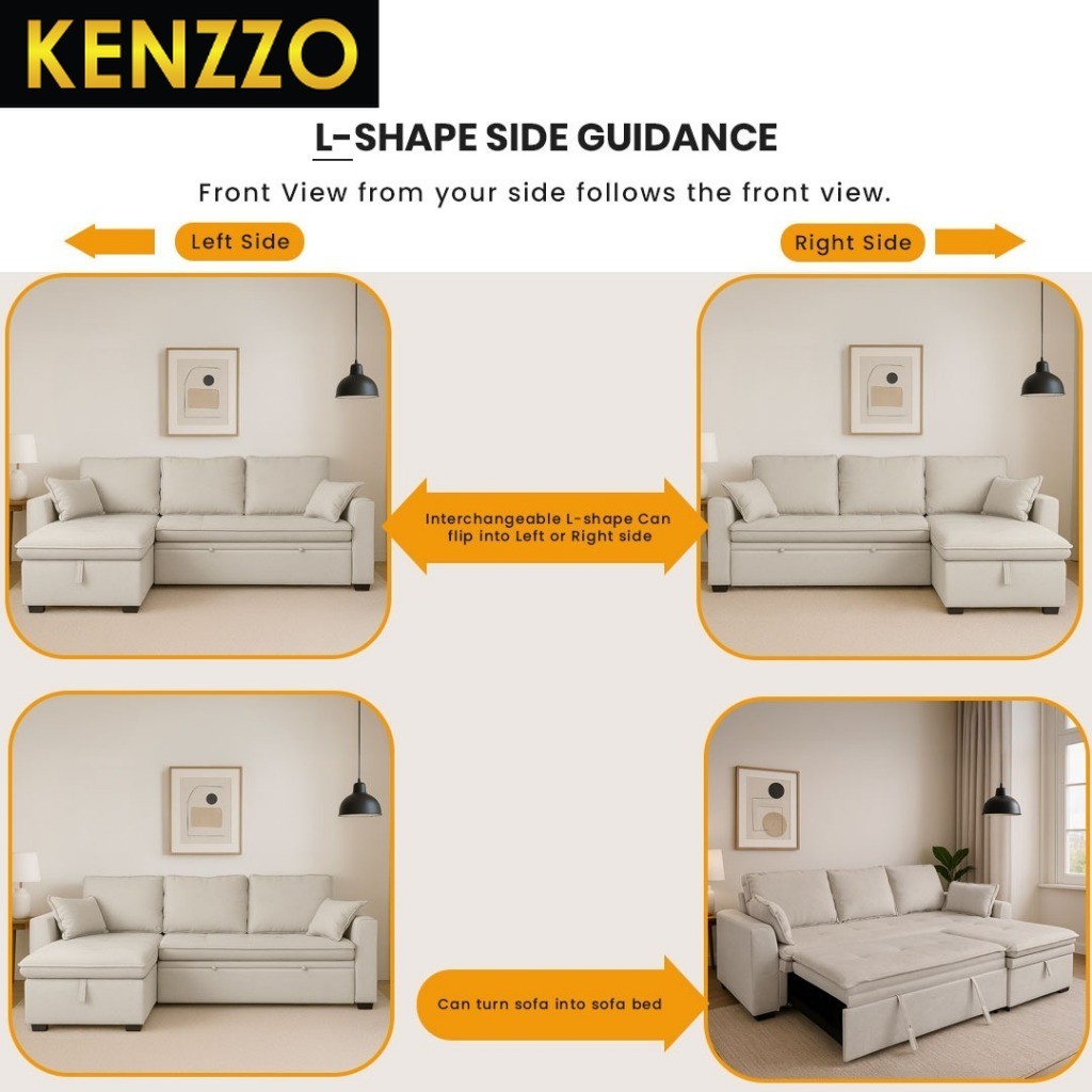 Katil Sofa 4 Seater Pelbagai Fungsi Boleh Jadi Katil , Sofa & Storage ...