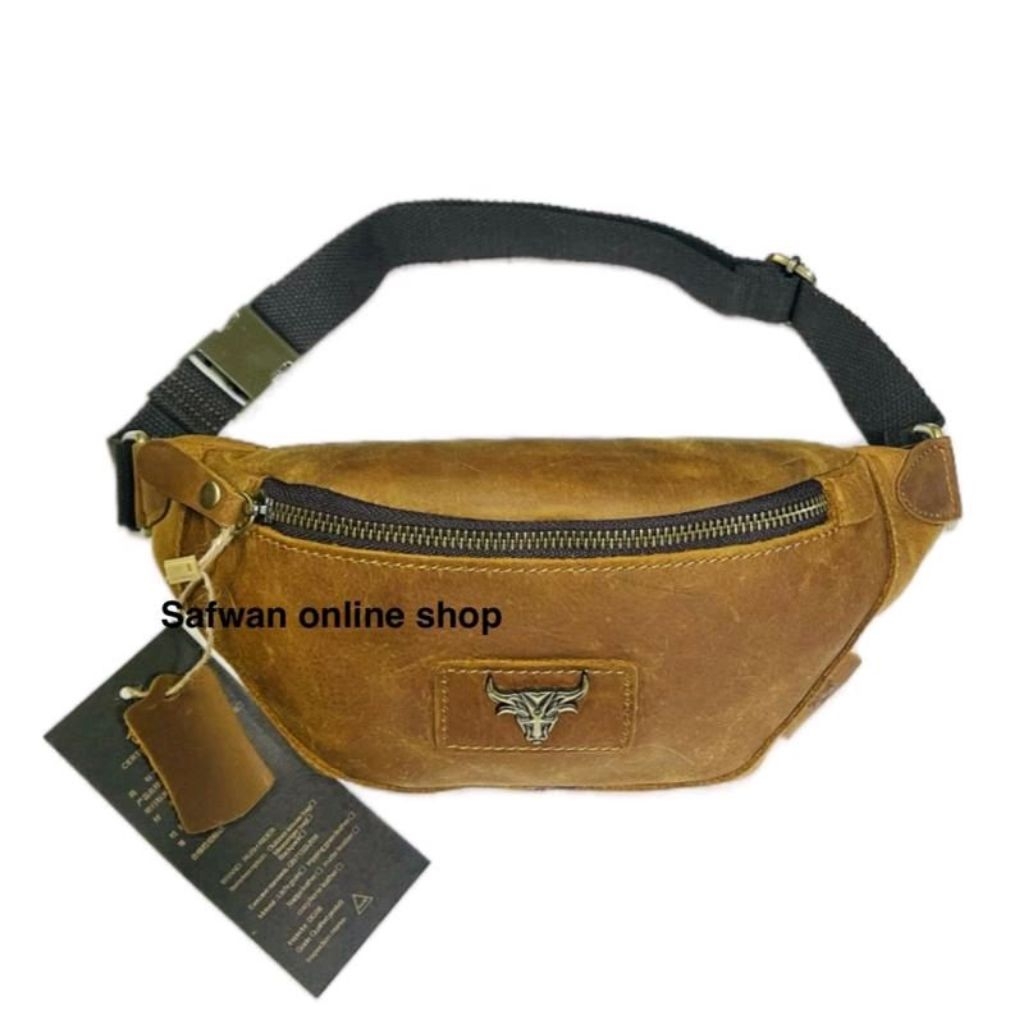 Original Rush rider Full Cow Leather waist bag pouchBag Men Shoulder ...