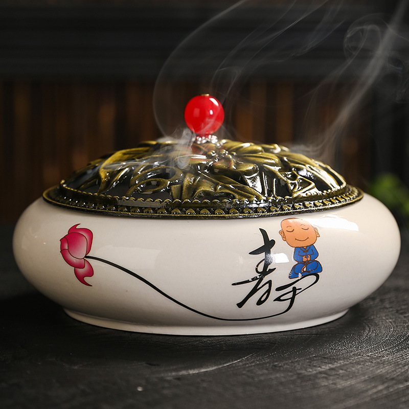 龙凤香炉树脂熏香炉盘香炉檀香香插风水香炉Resin Incense Burner