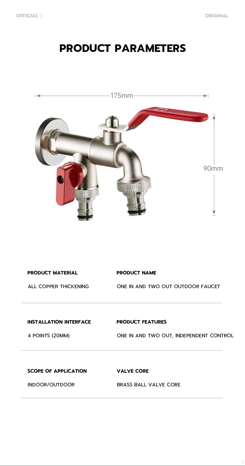 Two Way Faucet/Double water outlet faucet TAP/One in and two out garden ...