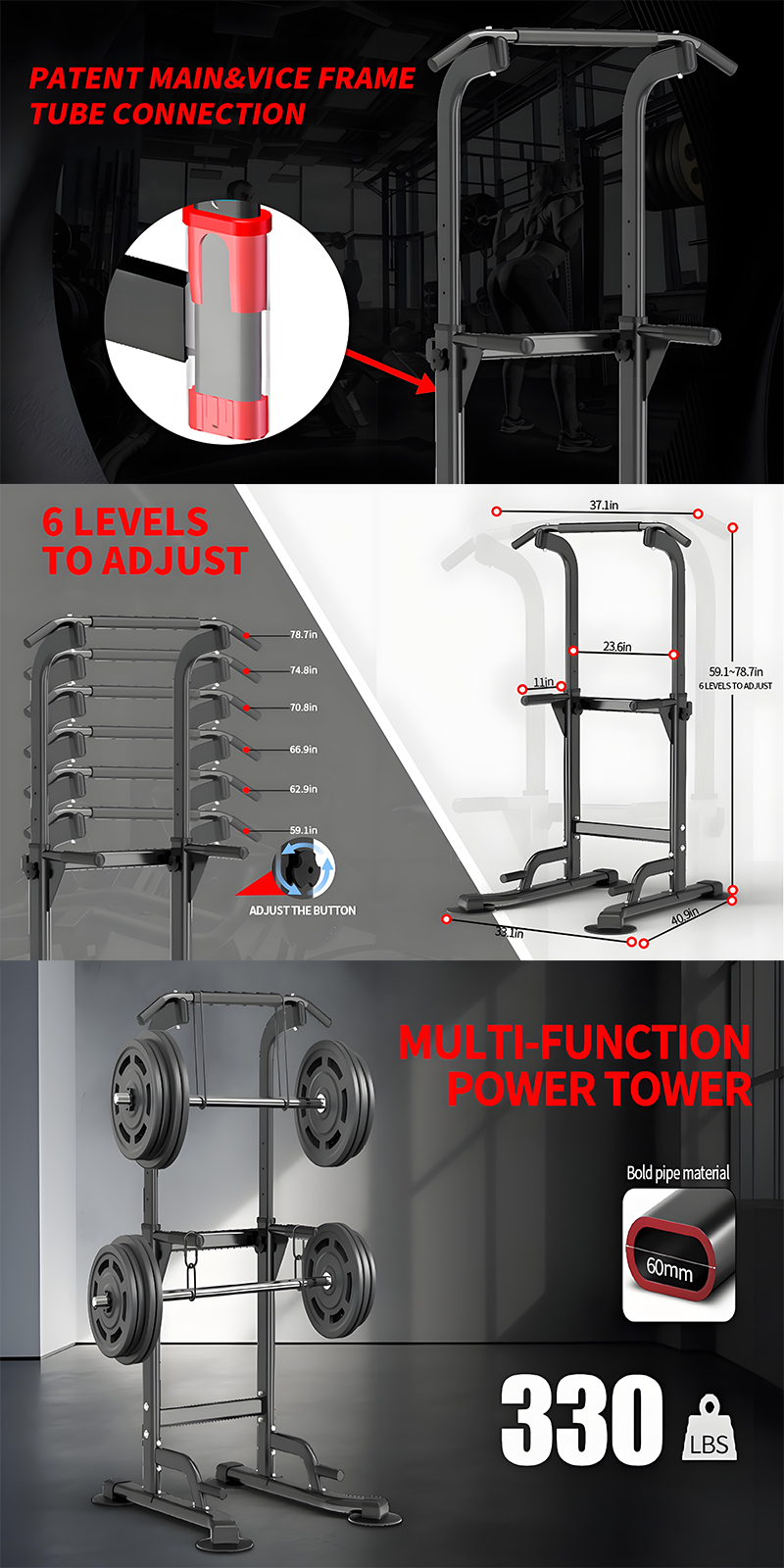Fitness Pull-UpsMultifunctional Adjustable Height Metal Single and ...