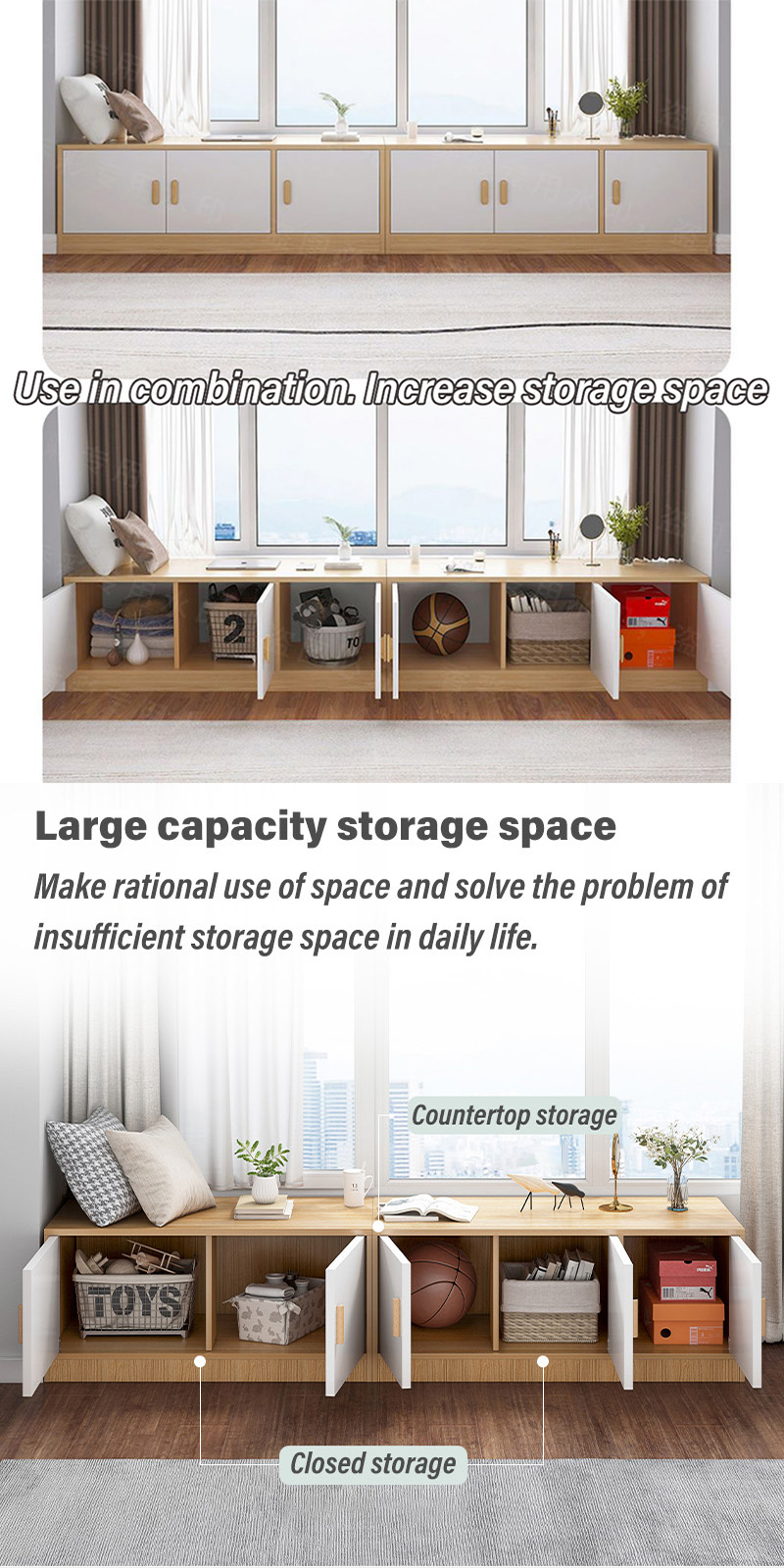 Bay Window Storage Cabinet Balcony Floor Low Locker Home TV Cabinet ...