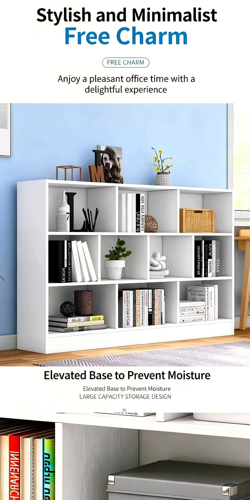 CM-Multipurpose Grid Rack Bookshelf Cabinet Utility Shelf Wooden Shelf ...