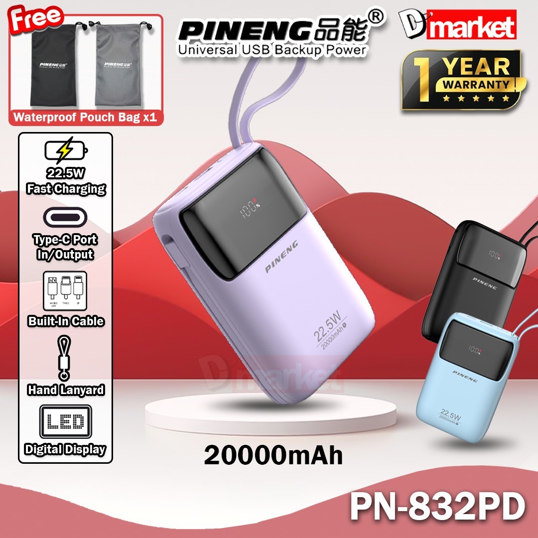 Pineng PN891 and pn-892 10000mAh Powerbank Built In Cable Power Bank ...