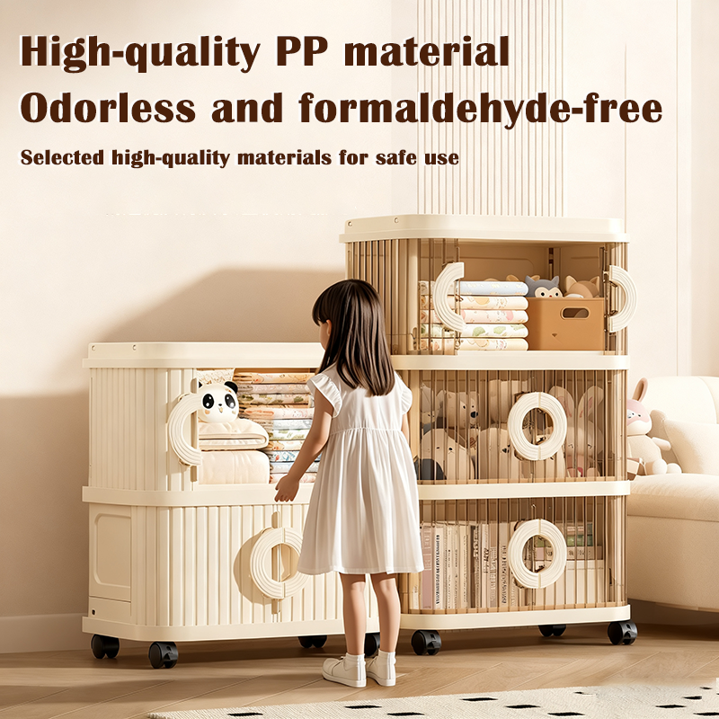 L38cm Foldable Storage Cabinet Large Opening Sliding Door Stackable ...