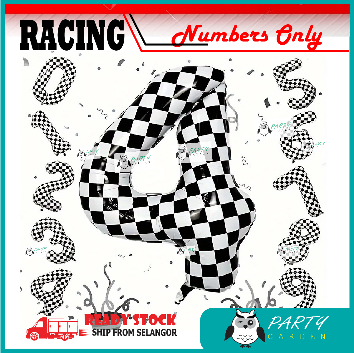 40 inch Racing Number Balloon Set F1 Lumba Kereta trye race car motor ...