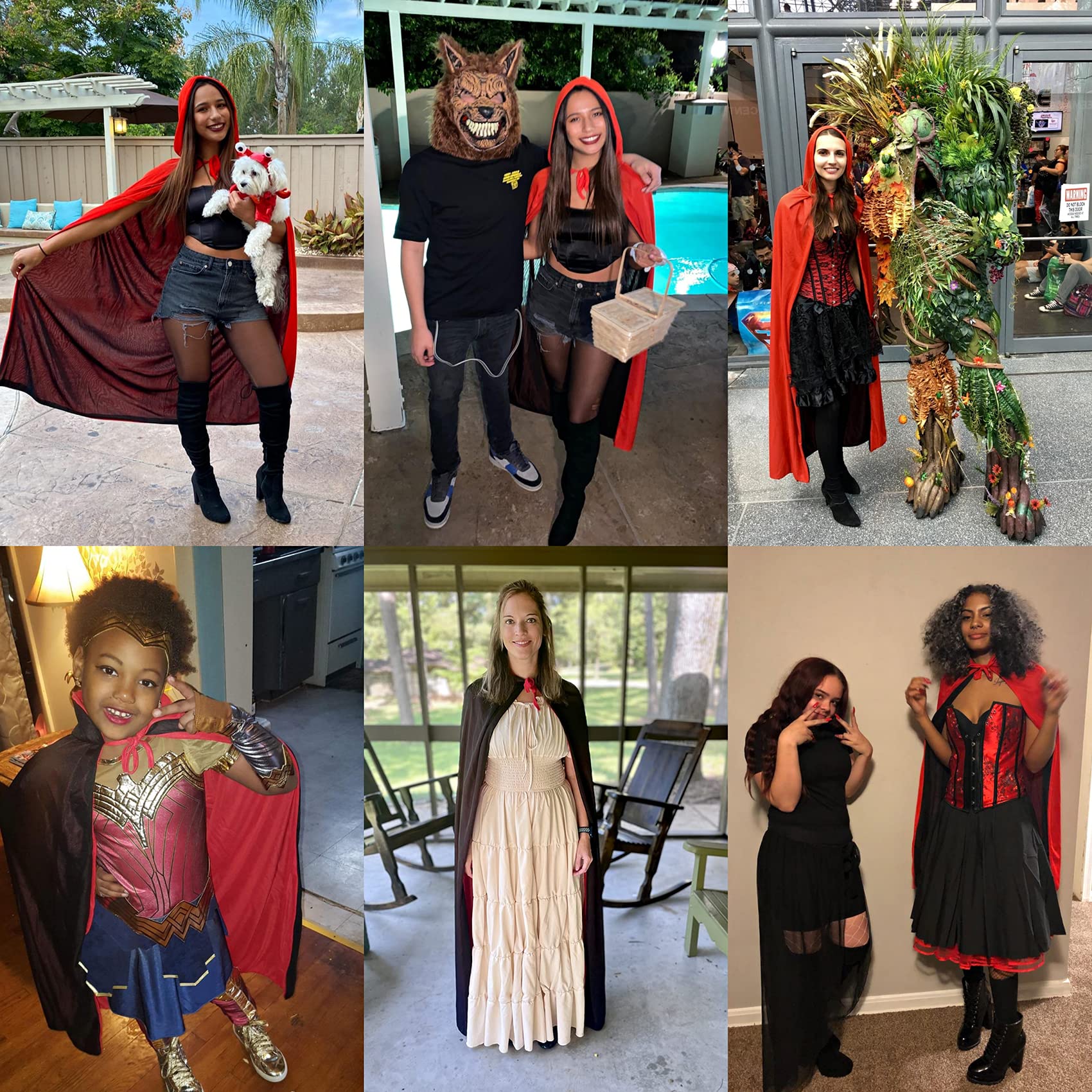 Vampire Cape Cosplay Set/Red/Black Double Hooded Cloak/Adult/Kids ...