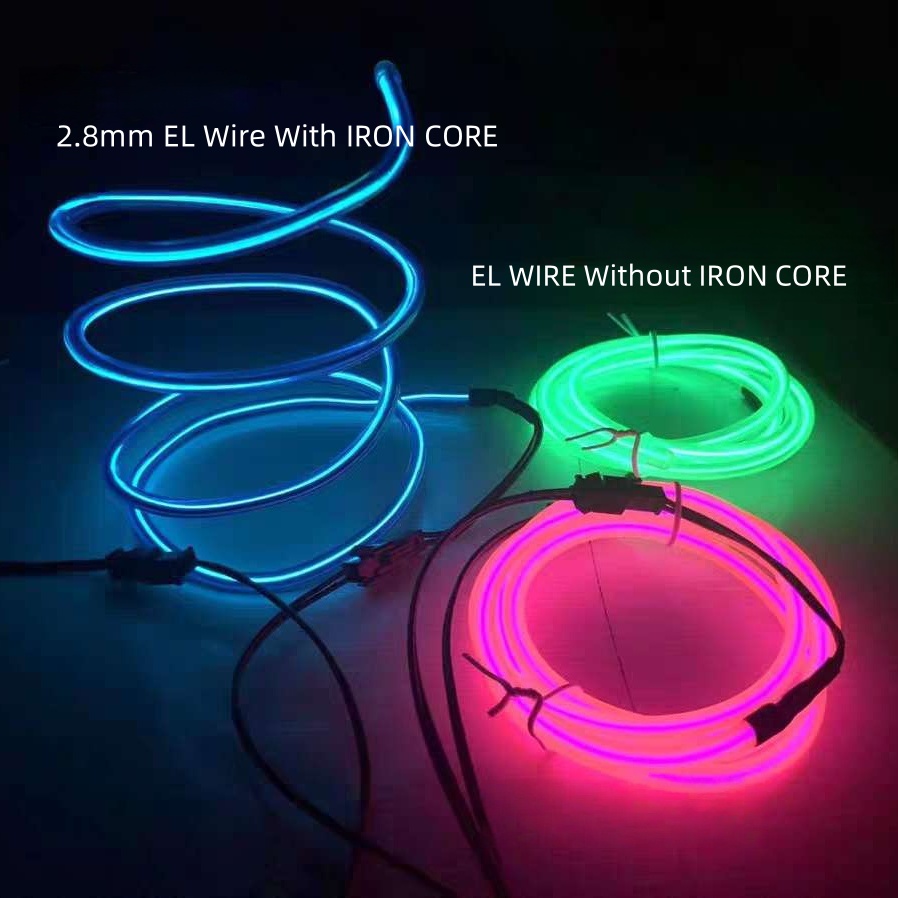 2.8mm EL Wire Neon Light Iron Core Flexible LED Neon Glow Light For DIY ...