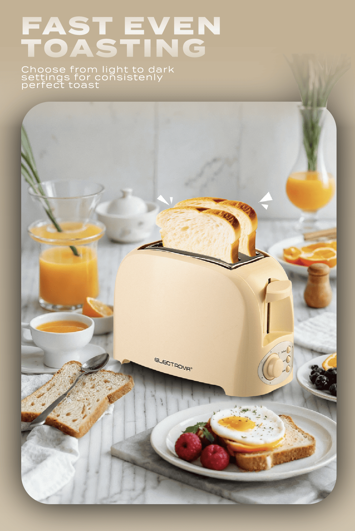 Electrova Classic Toast Series 2 Slice Toaster with Cover | Compact ...