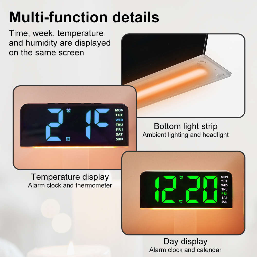 INSMART Smart LED Digital Clock with Ambient Lighting Dual Alarm ...