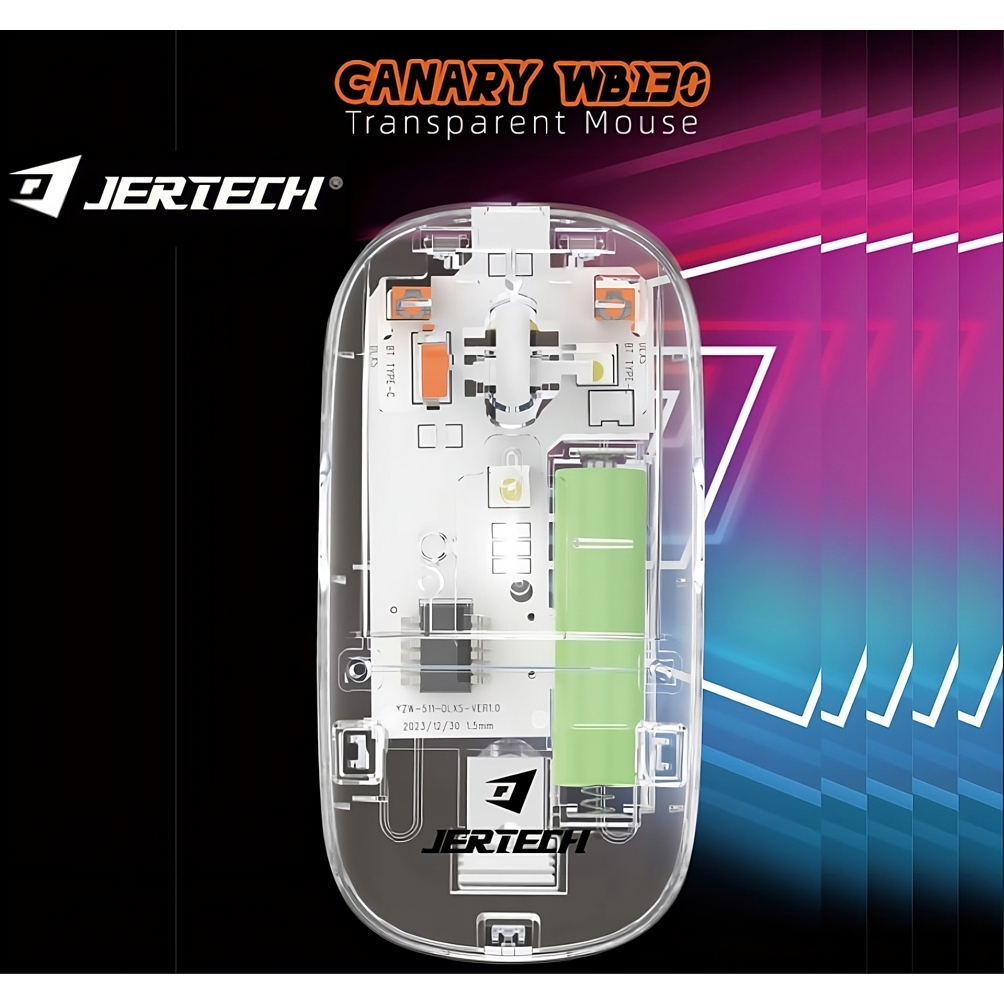 Jertech WB130 Crystal Dual Mode Wireless Mouse – Bluetooth & USB 2.4GHz ...