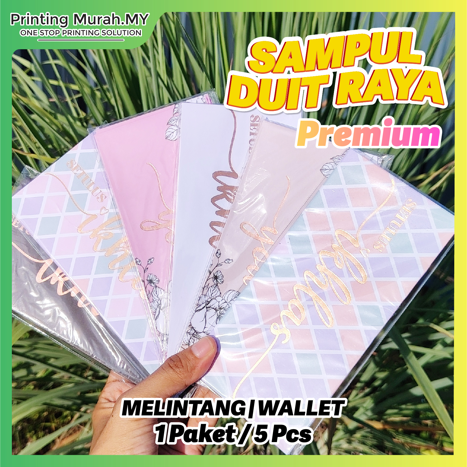 5 pcs Sampul Raya Premium 2026 _ 6 Colours with Rose Gold Stamping ...