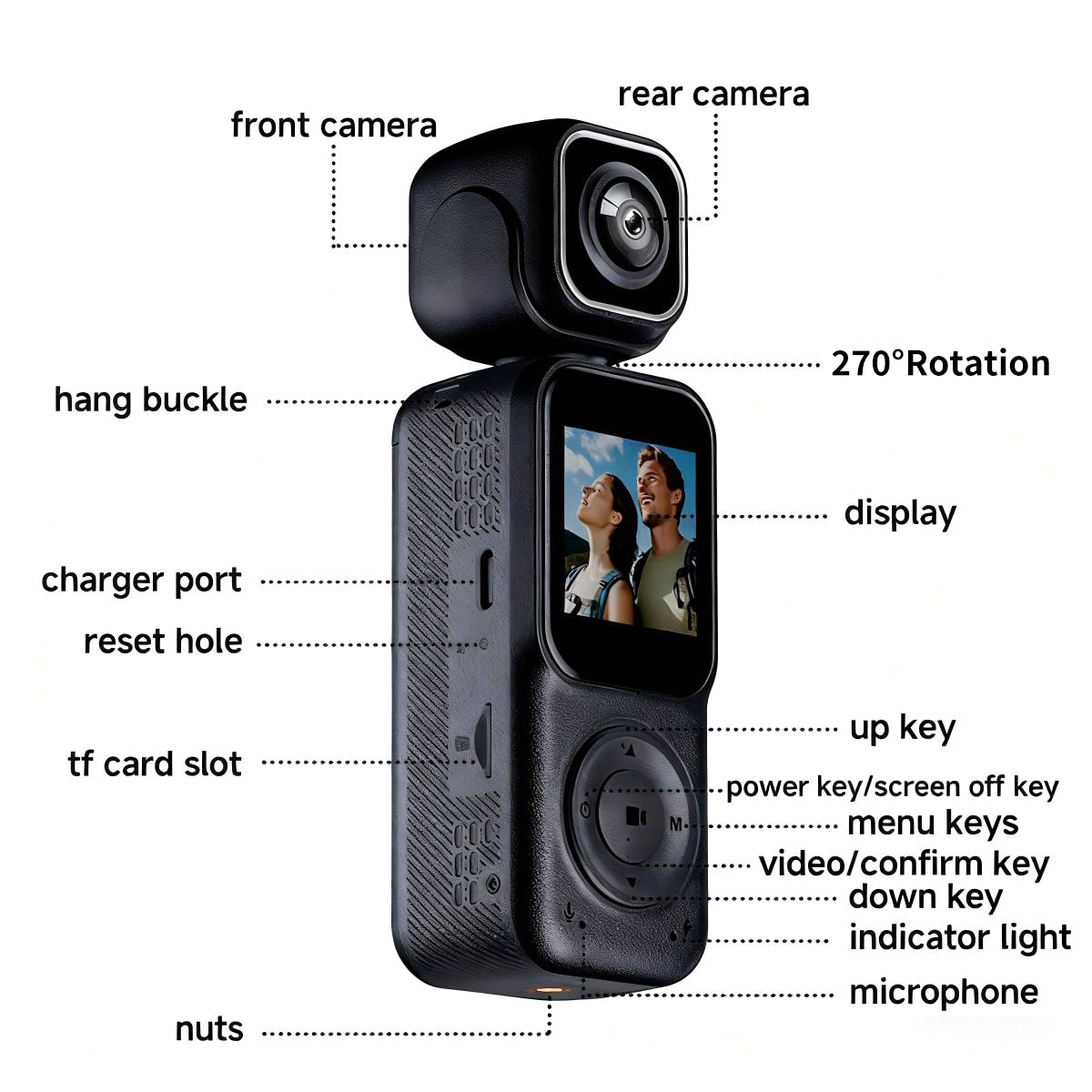 Acroder Action Camera 4K HD WiFi IPS Screen Mini Camera Rotate 270 ...