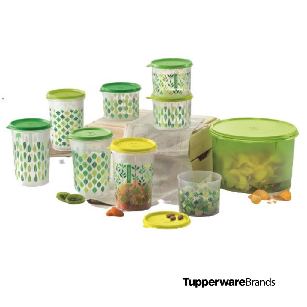 Tupperware Leaf It Up Compact Canister Food container Cheerio Quad ...