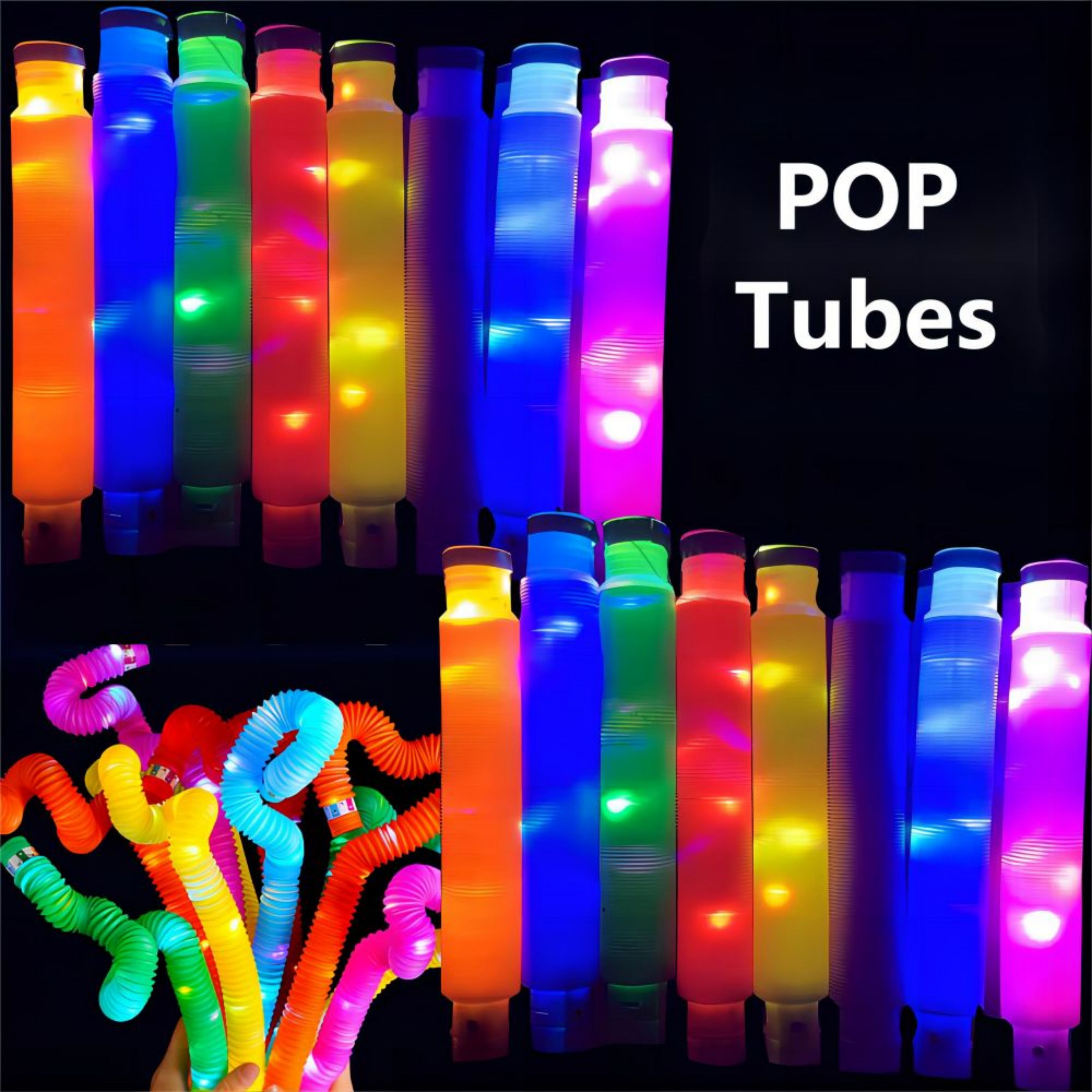 1 Pcs LED Pop Light Tubes Sensory Toy Pull Stretch Tube Children ...