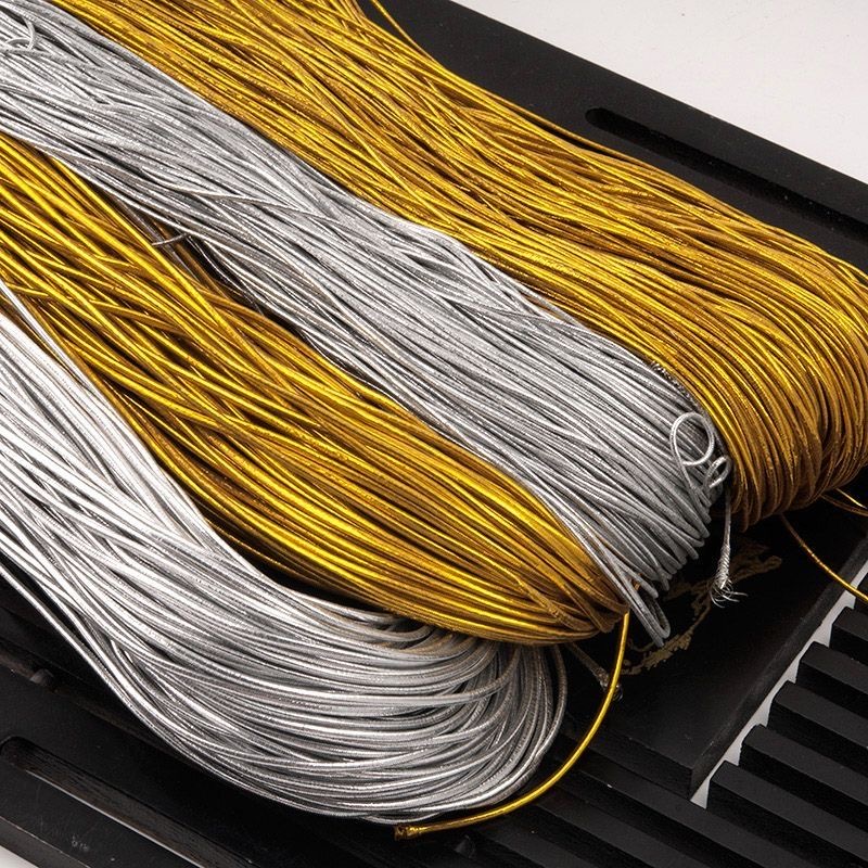 6M Golden Elastic Tag Rope/ 2MM Domestic Hair Tie Material/Pom Pom ...