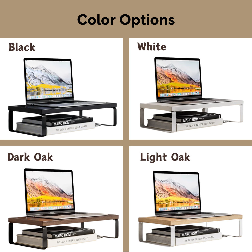 Wooden Computer Monitor Stand Desktop PC Rack Table Organizer Monitor ...