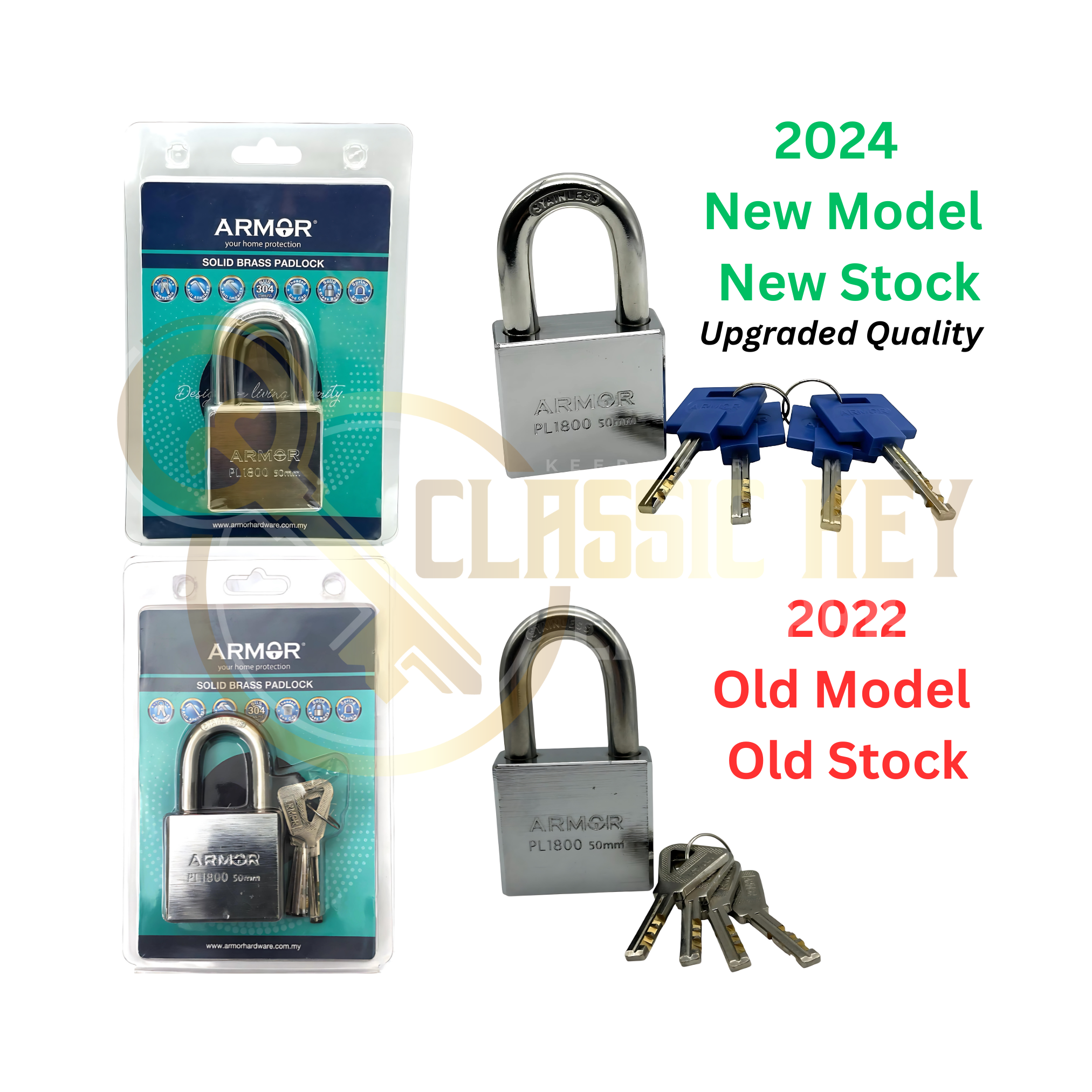 ARMOR padlock anti rust APL-1800 Size 50mm Spring Shackle | Shopee Malaysia