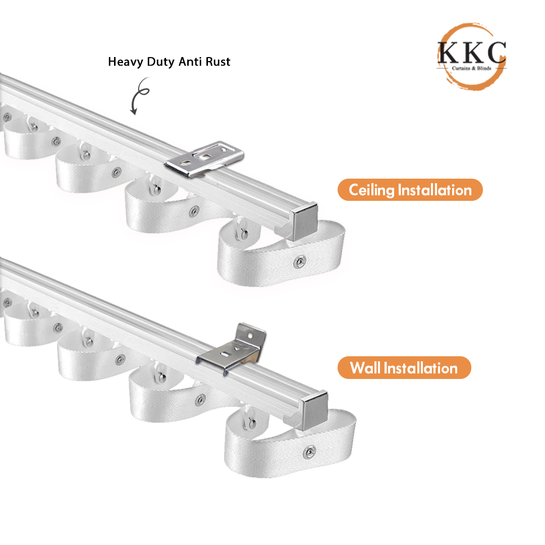 KKC CURTAINS Slytherin S-Fold Track Aluminium Curtain Rail/Rail Langsir ...