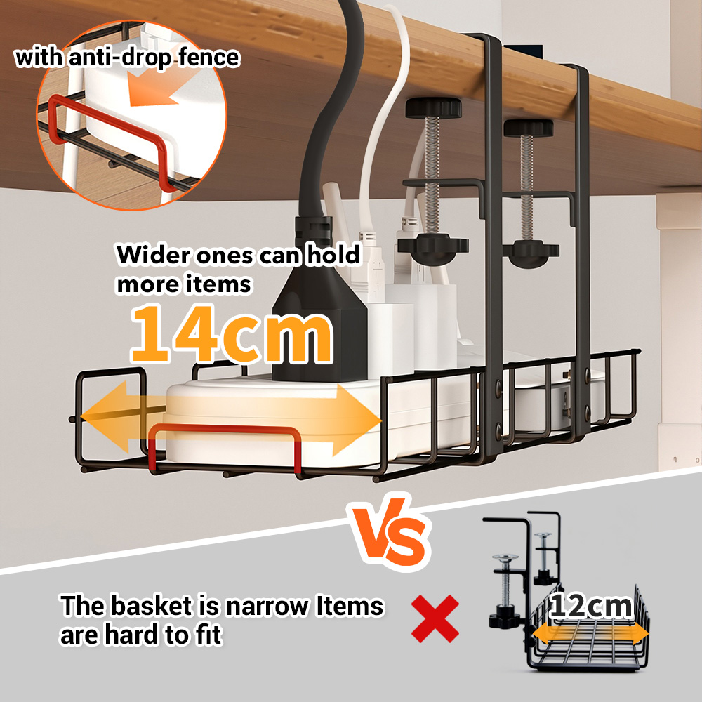 Under Desk Cable Management Table PC Cabel Manager Rack Wire Organizer ...