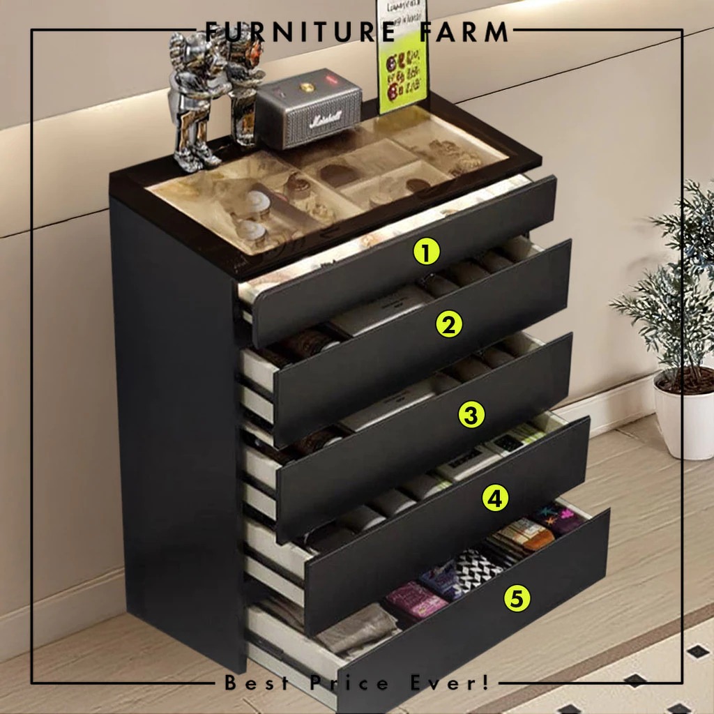 F&F: 3/4 Layers Chest Drawer with Big Mirror top Makeup Table /3/4/5 ...