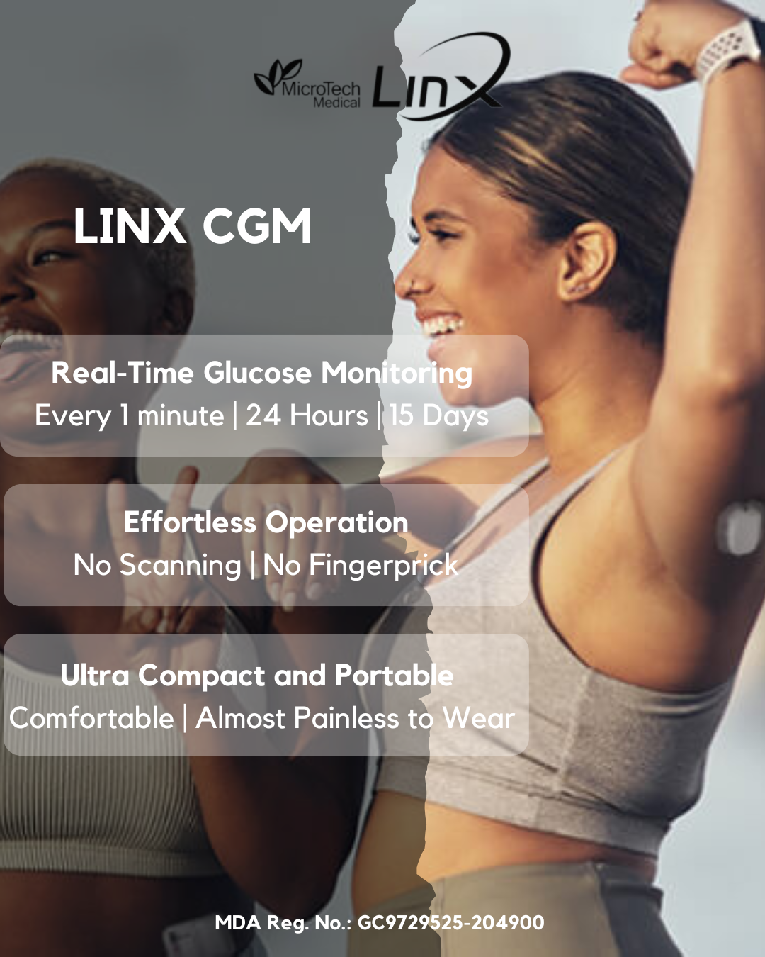 LinX Continuous Glucose Monitoring System CGM Simple Compact Accurate ...
