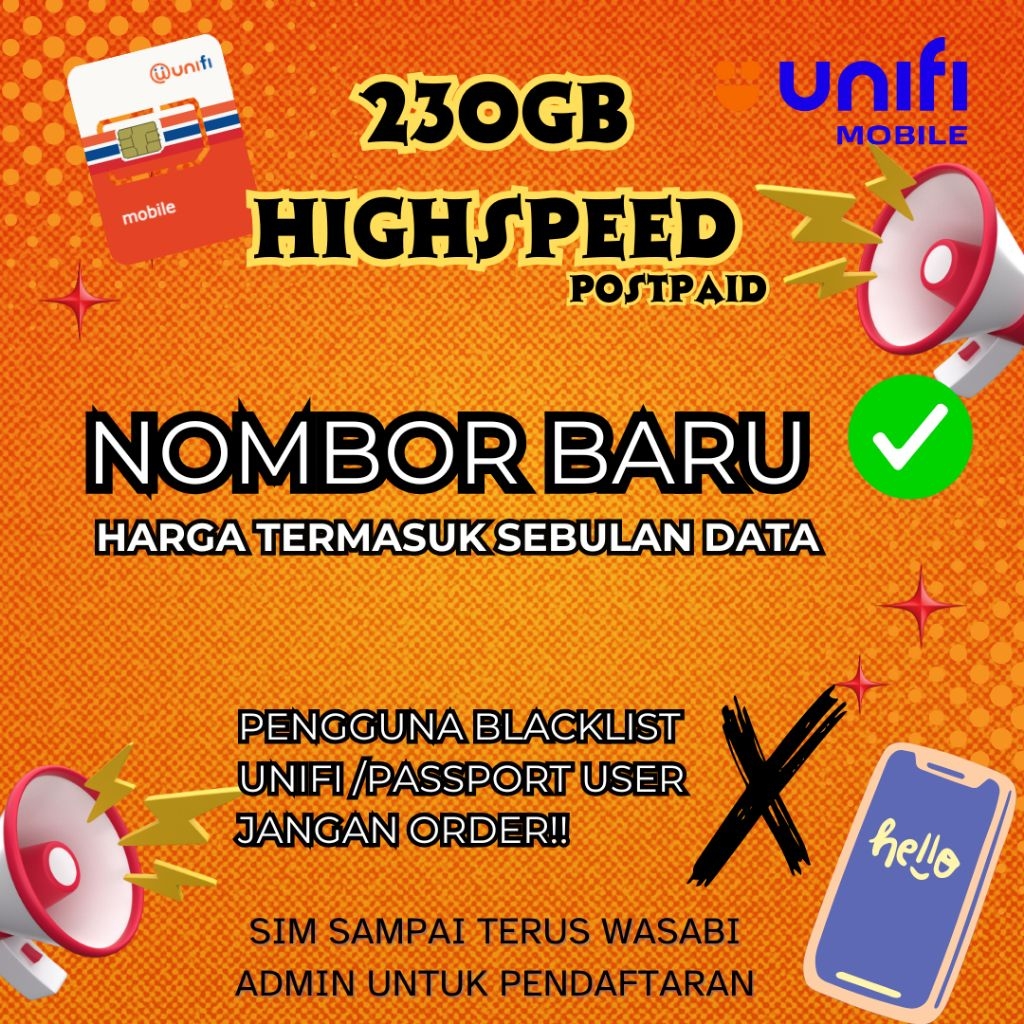 SIMKAD UNIFI POSTPAID 230GB 4G/5G HIGHSPEED DATA (((((SIM ONLY ...