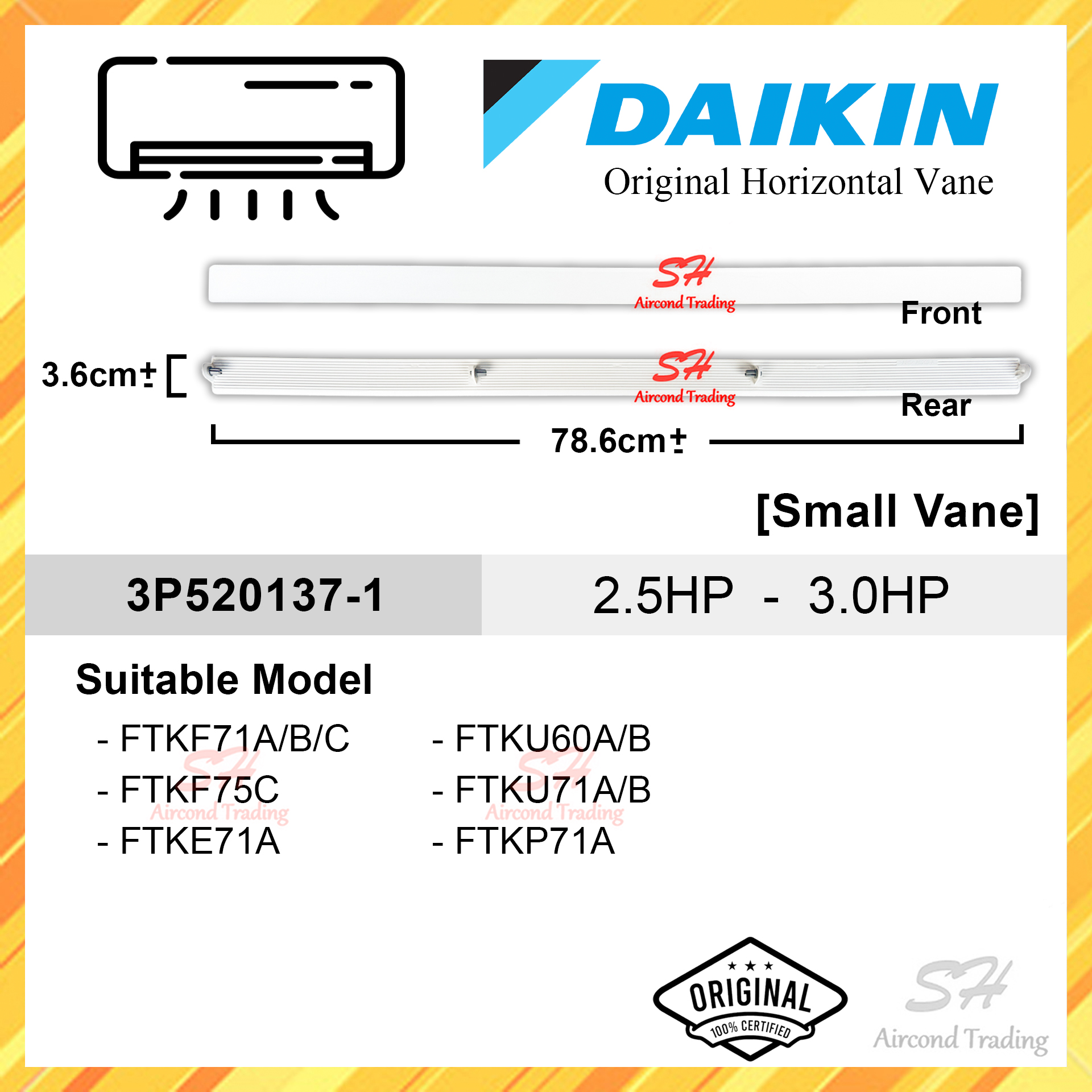 Daikin Aircond Air Louver Air Swing Horizontal Vane Discharge Grill ...