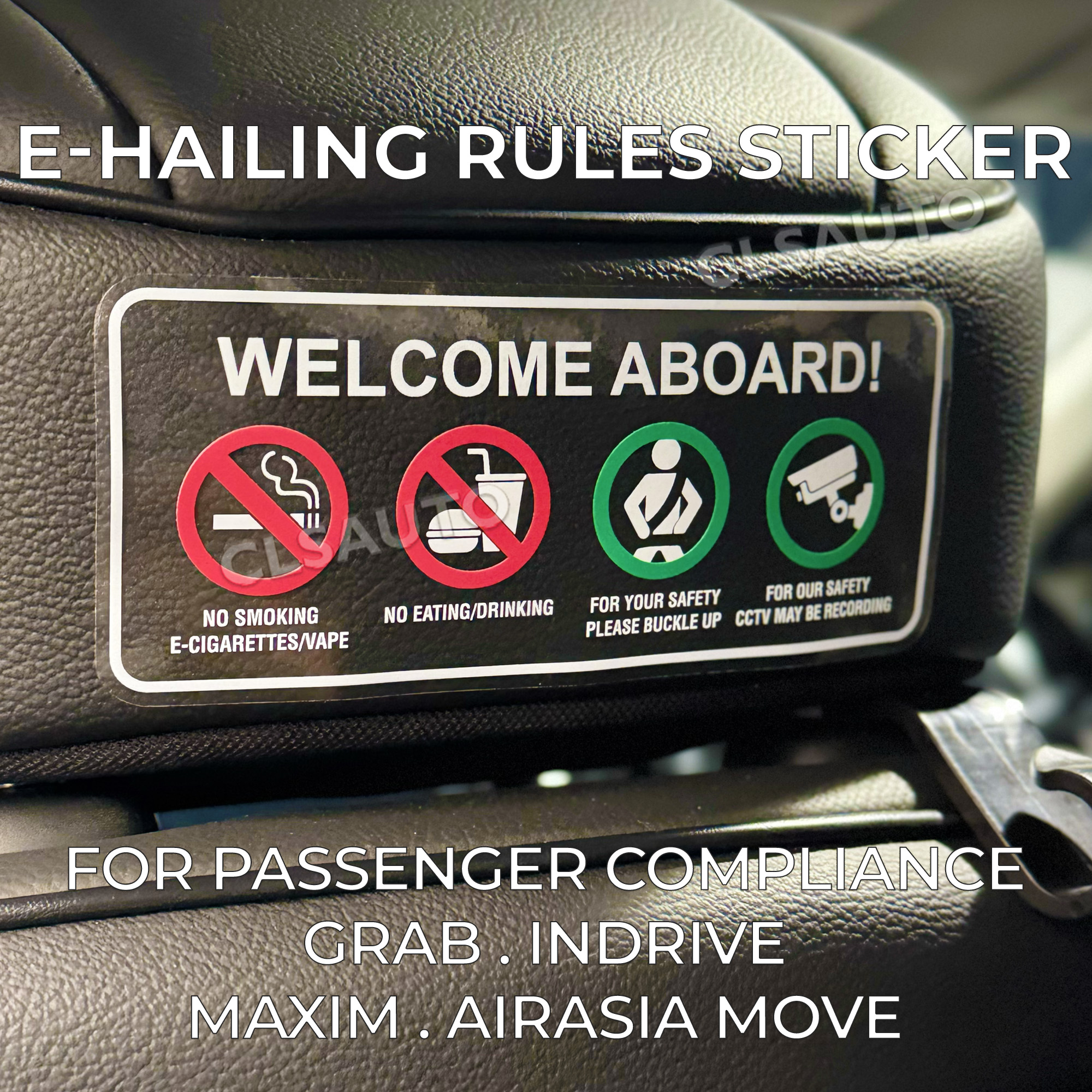 E-Hailing Passenger Rules Sticker for Grab Driver, AirAsia Ride ...
