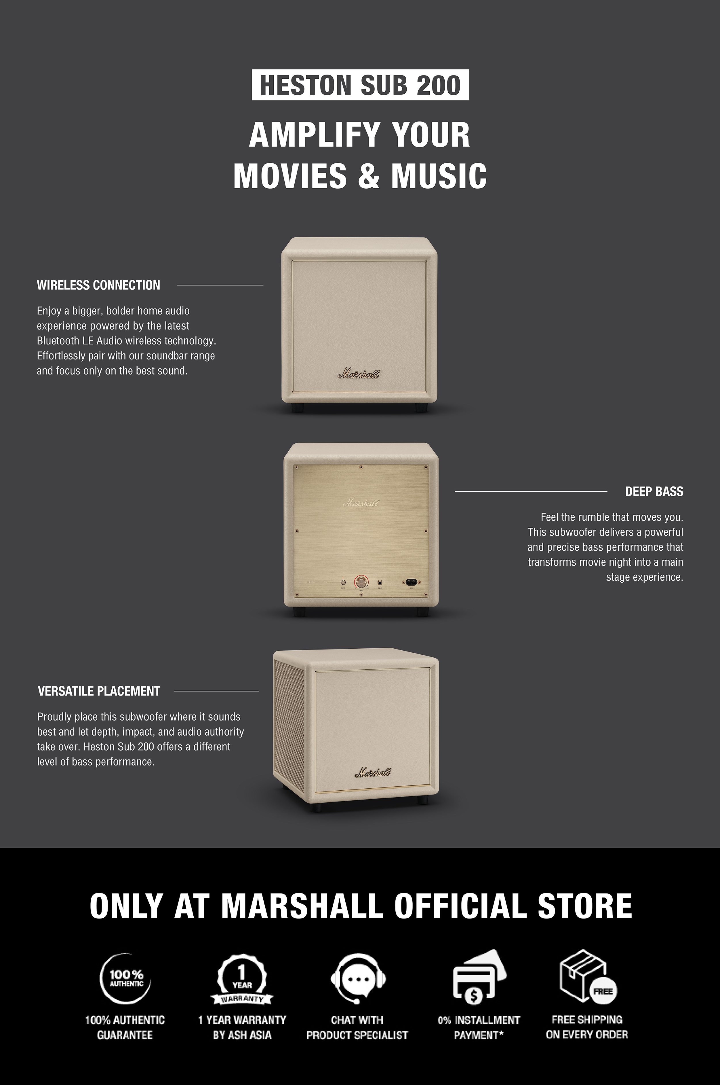 [NEW ARRIVAL] MARSHALL HESTON SUB 200 SUBWOOFER - CREAM | Shopee Malaysia