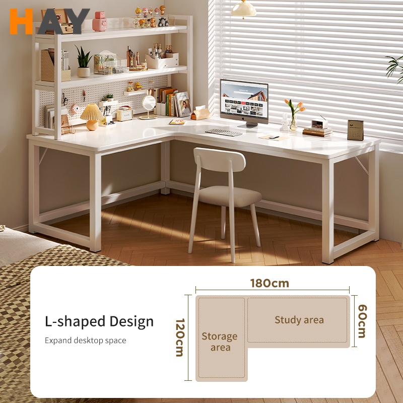 Meja Komputer L Shape Computer Table Corner Desk Computer Desk White ...