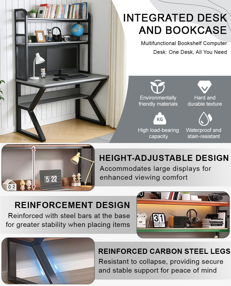 XUXU Study Table Storage Meja Komputer Gaming Table Rack Steel Frame ...