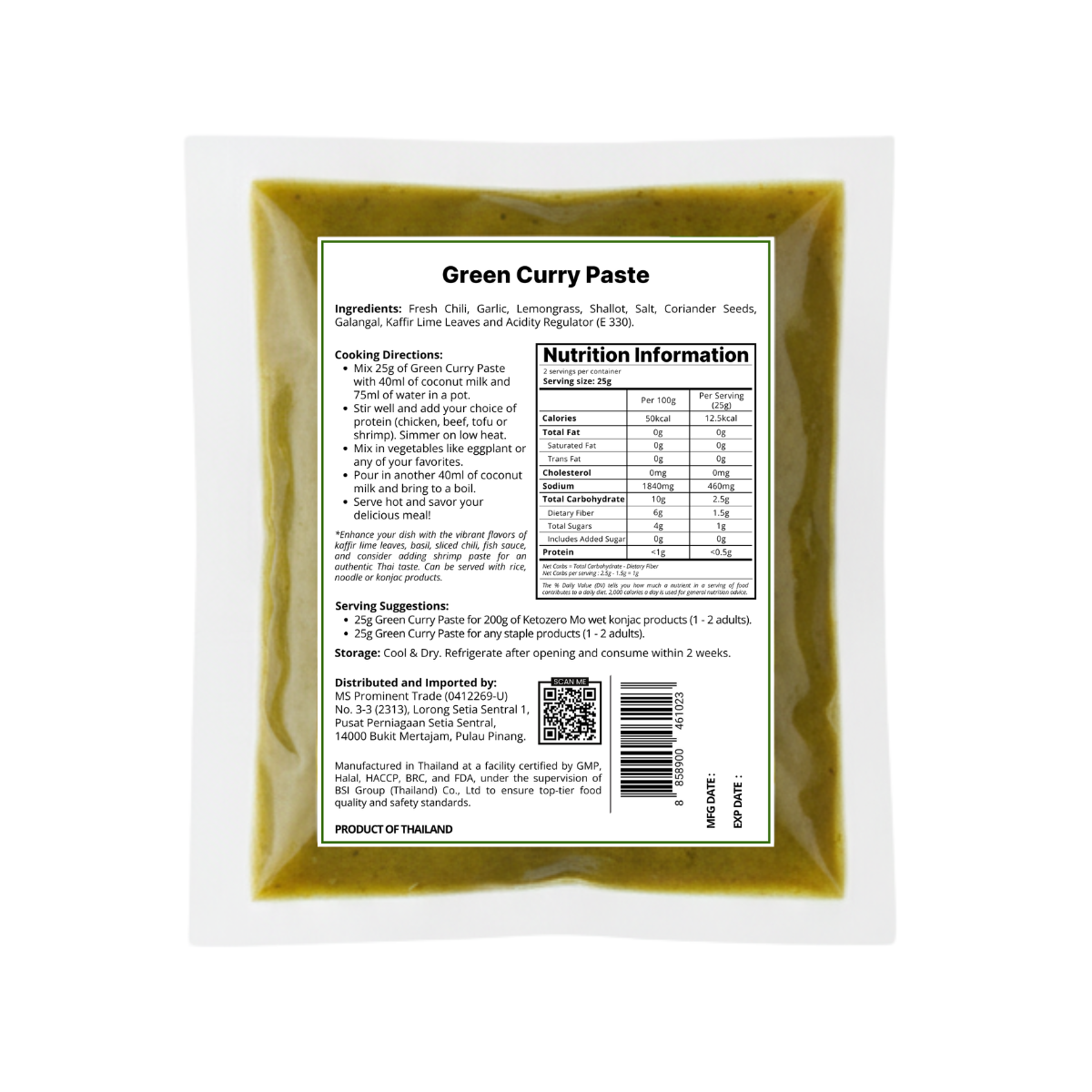 Green Curry Paste 50g Pes Kari Hijau Thai Asli Keto Friendly Low Carb ...
