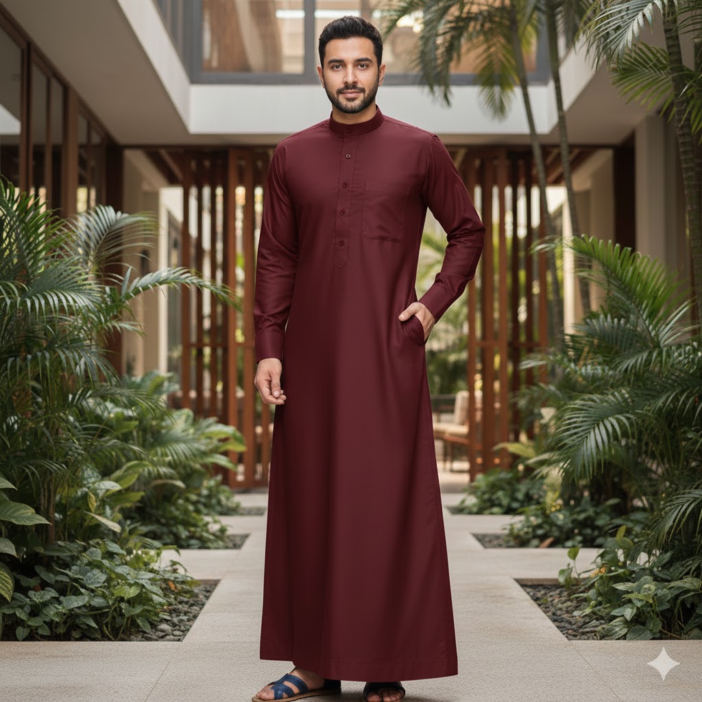 Jubah Lelaki Muslim Modern Thobe Arab Stand Collar & Pockets - Baju ...