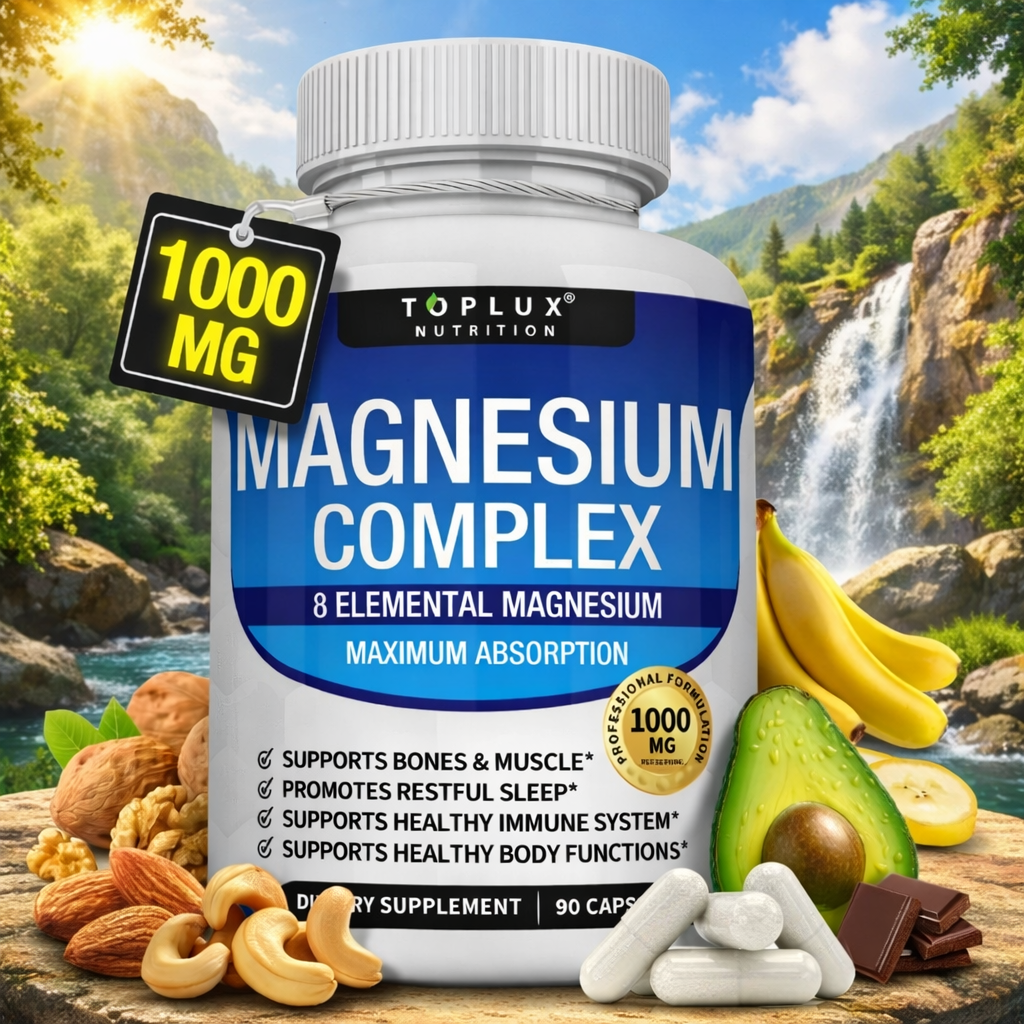 Magnesium Complex Toplux 1000mg – 8 Types Magnesium Supplement (90 Veg ...