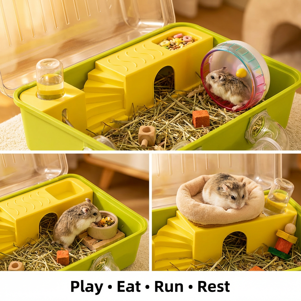 Big Hamster Cage Large Hamster House Pet Habitat Cage for Syrian Dwarf ...