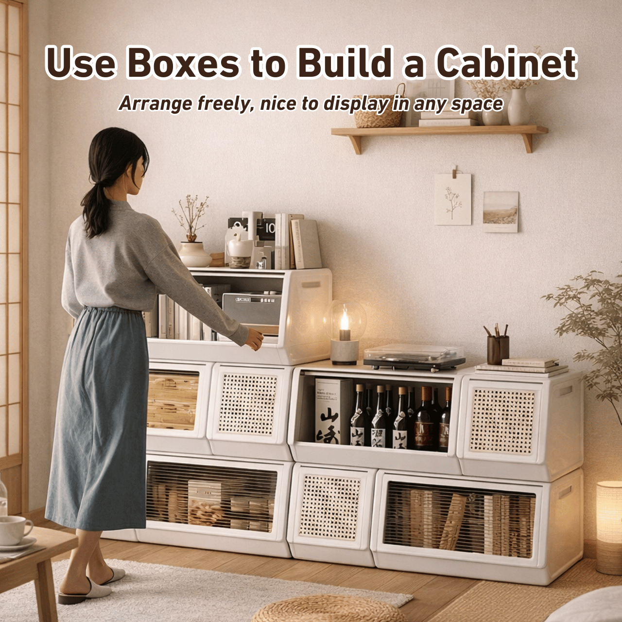 Muji PP Rattan Multipurpose Front Open Storage Box Stackable Toy Snack ...