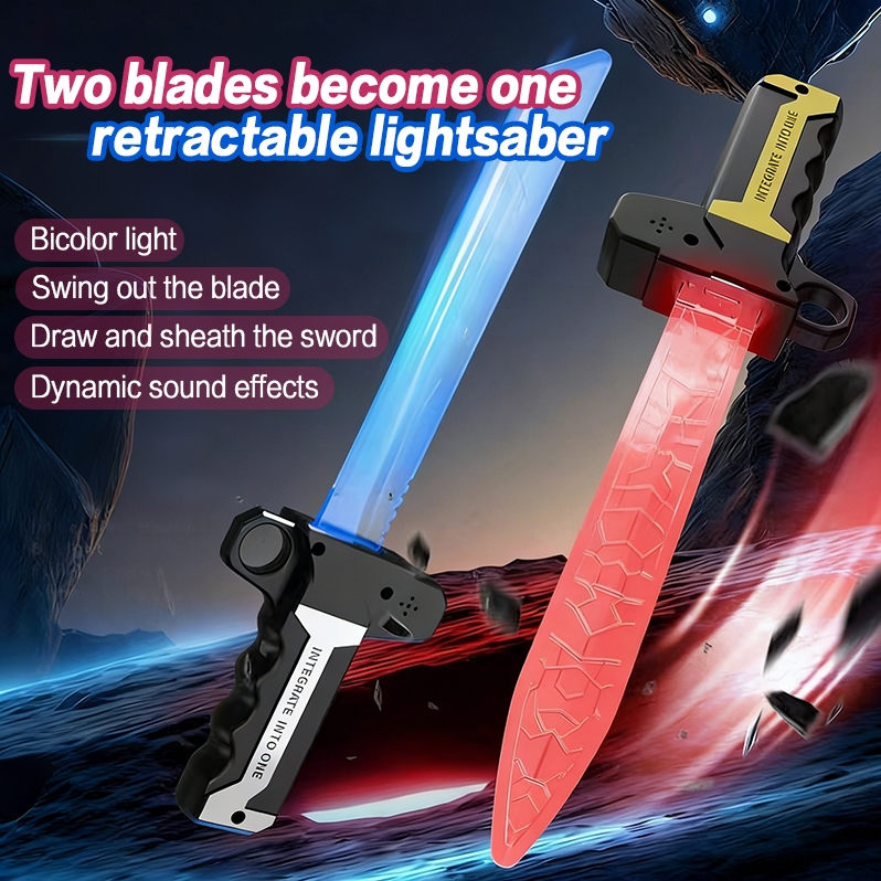 2-in-1 Luminous Colorful Cool Double Edged Telescopic Lightsaber Sword ...