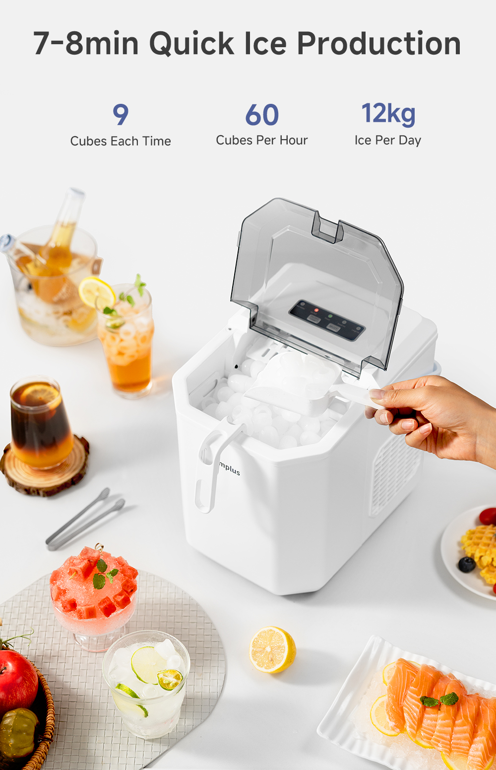 Simplus Portable Electric Auto Bullet Ice Maker (12kg/24H) 6Min Fast ...