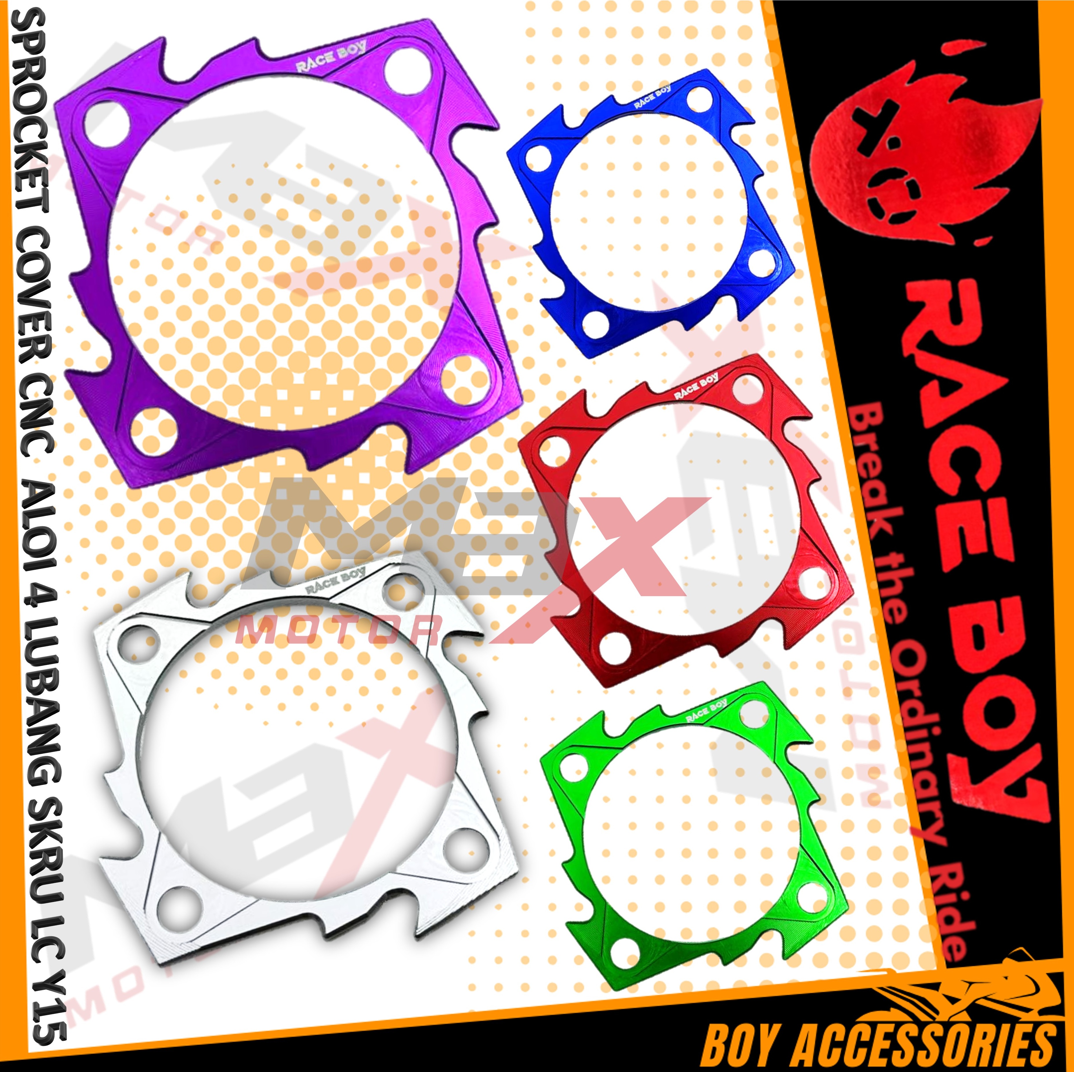 Race Boy Alloy Aloi CNC Sprocket Sproket Cover 4 Skru Lubang Holes ...