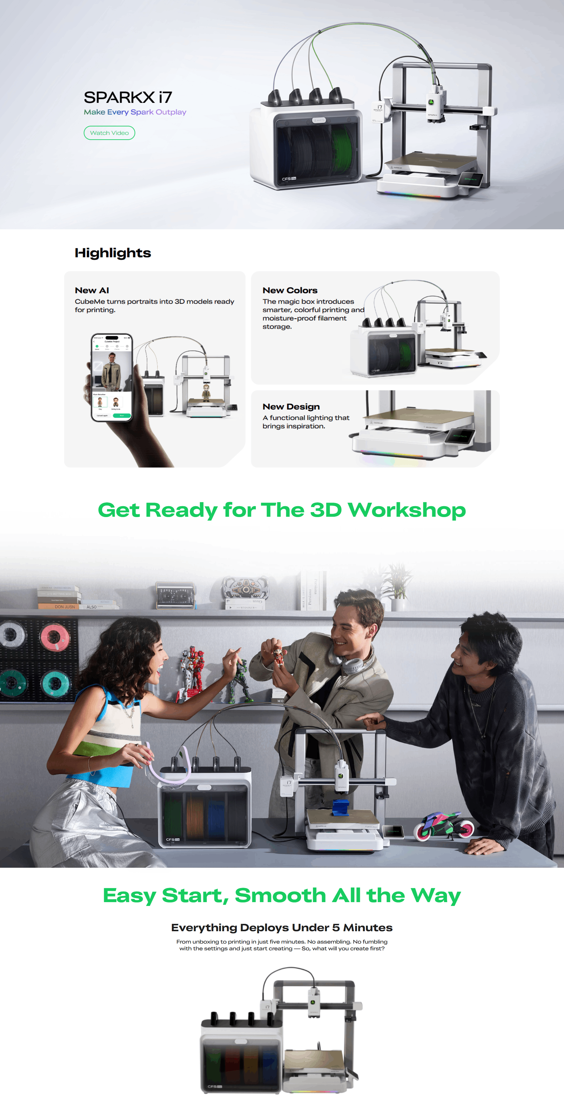 Creality SPARKX i7 3D printer with Compact & Quiet, Custom RGB Lighting ...