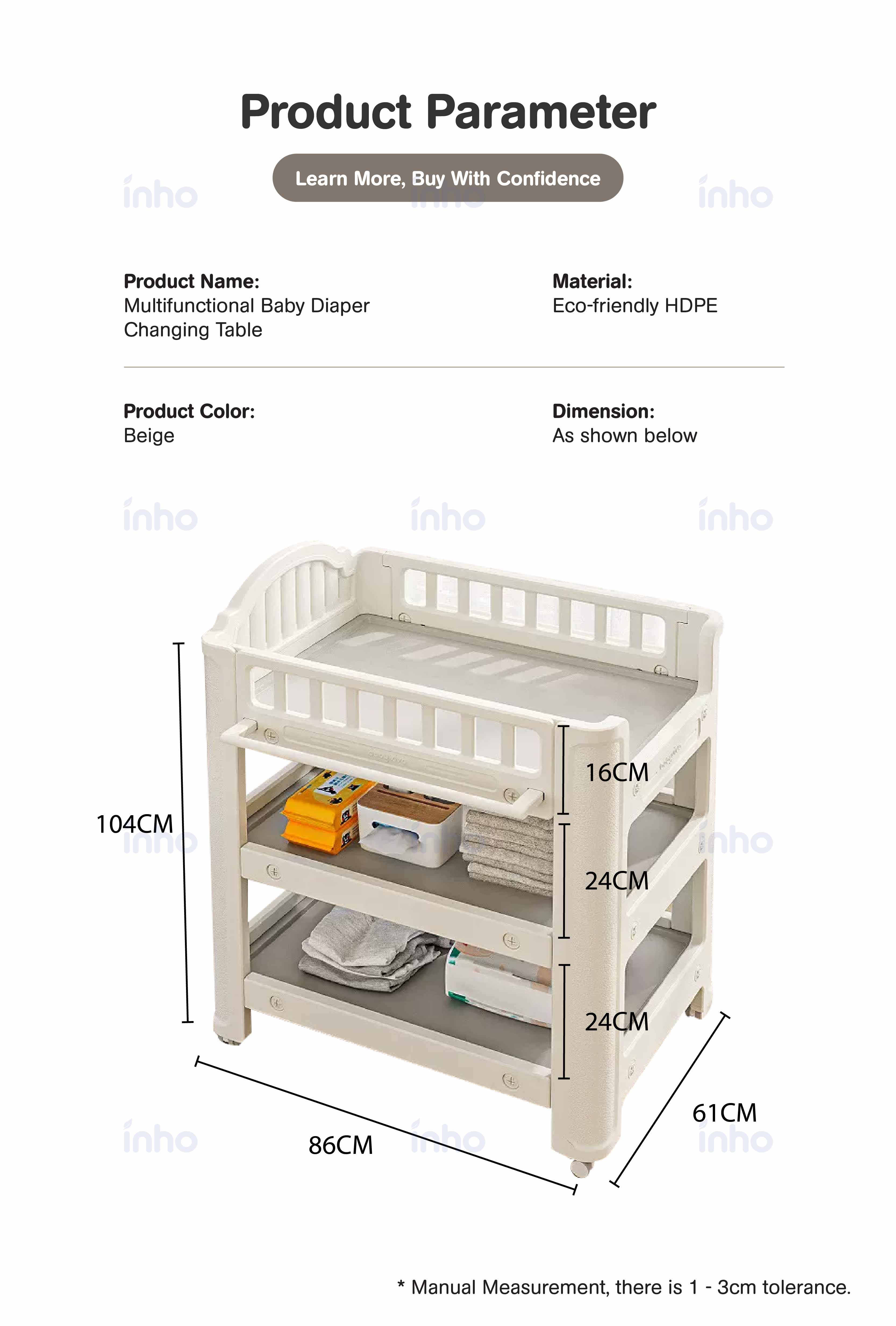 INHO Unique Design Comfortable Multipurpose Baby Diaper Changing Table ...