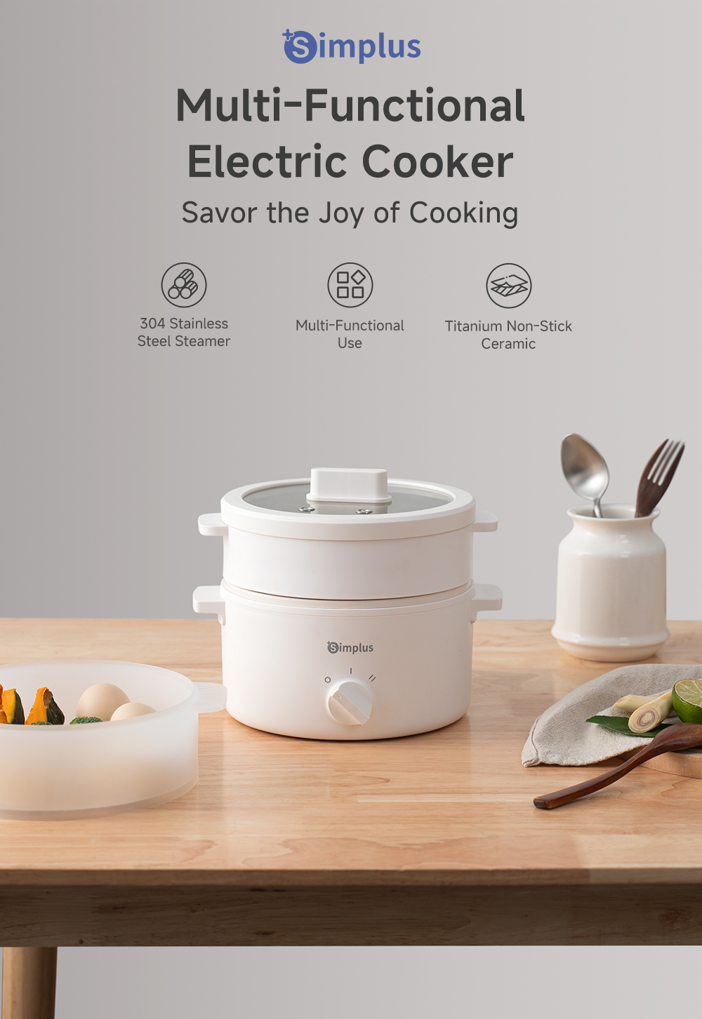 Simplus 1.8L Multi Electric Cooker丨 600W Quick Heating丨304 Stainless ...
